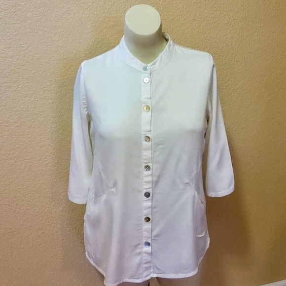 Soft Surroundings Tencel Lyocell Button Down Tunic Top Shirt small - Picture 1 of 10